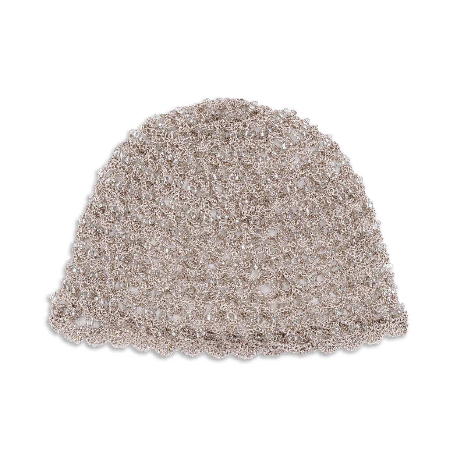 Beaded hæklet hat – Beige
